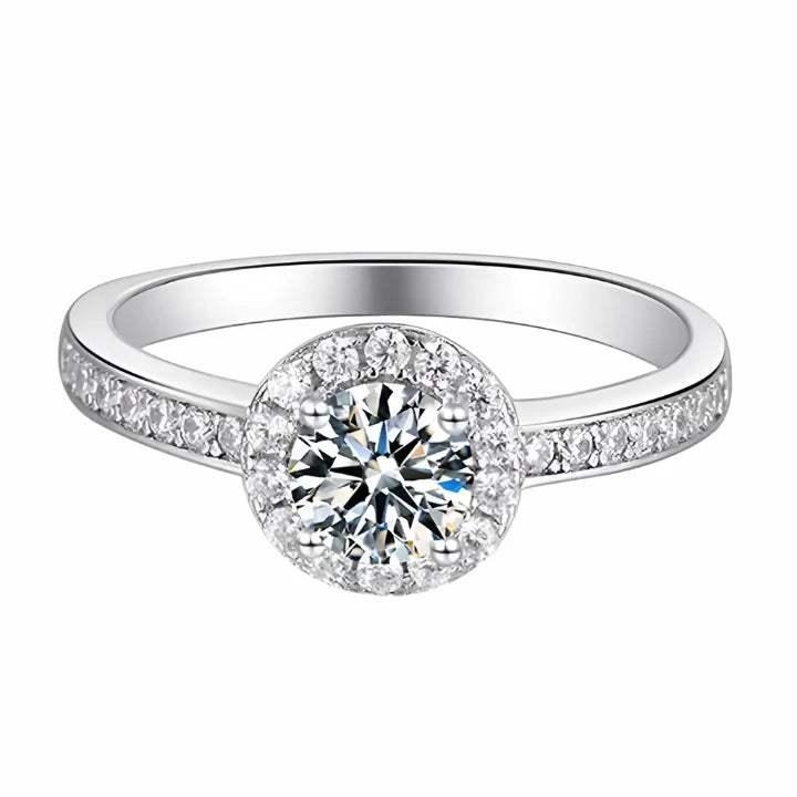 0.5 Carat Moissanite Halo Engagement Ring - Elegant
