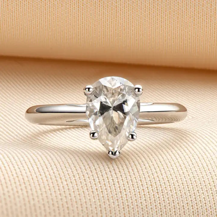 2 Carat Moissanite Engagement Ring - Pear Cut