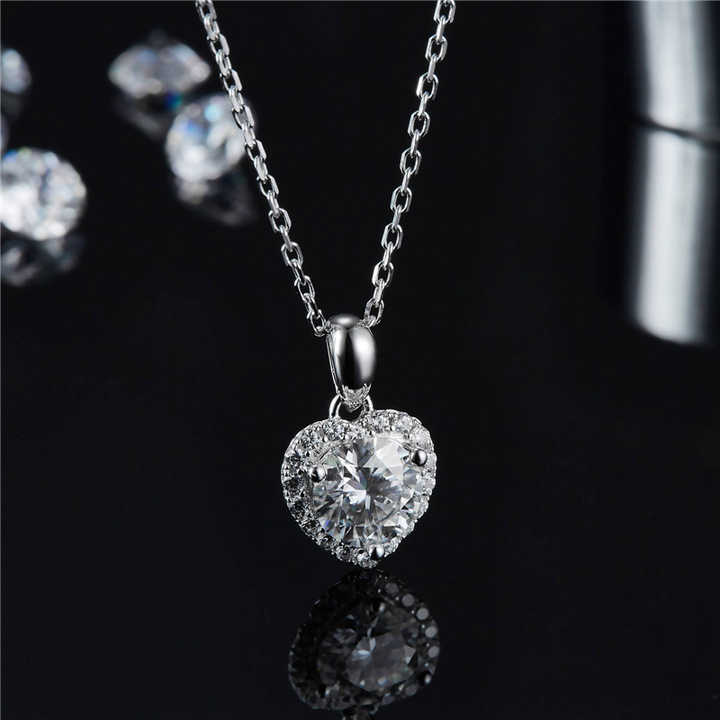 Heart Pendant Necklace with 1.0ct Moissanite – Romantic Wedding Gift