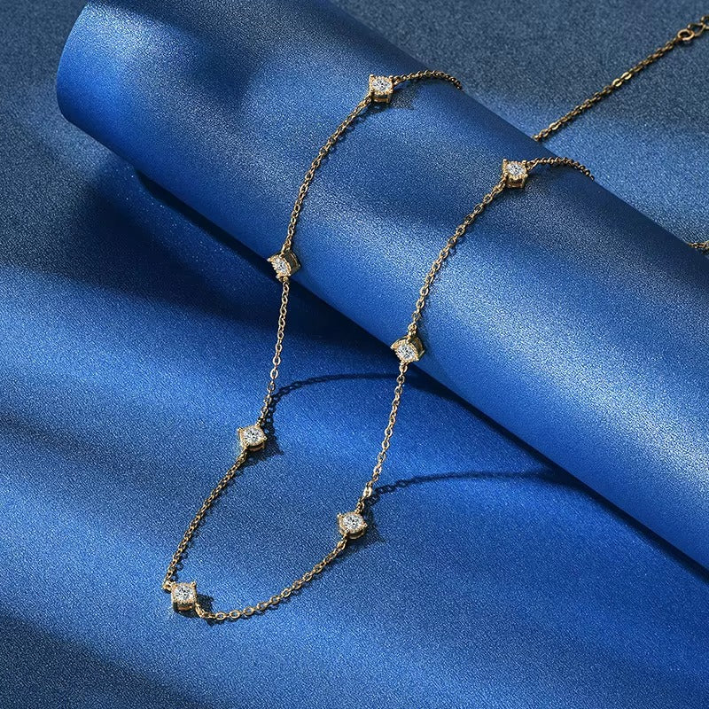 High-Quality Moissanite Choker Necklace – 3mm Round Cut