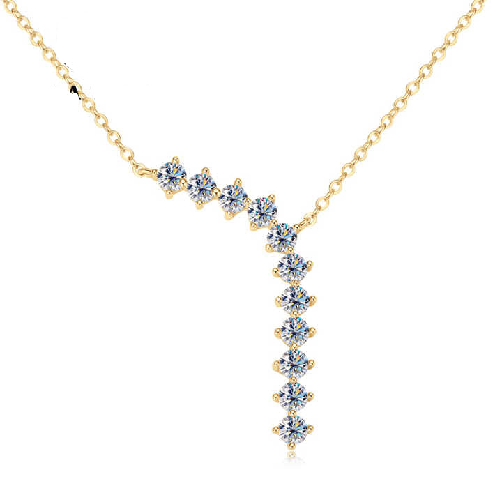 Delicate Moissanite Y Lariat Necklace – 3mm Round Cut