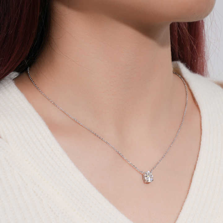 Moissanite Pendant Necklace with 2.0 Carat Oval-Cut Stone