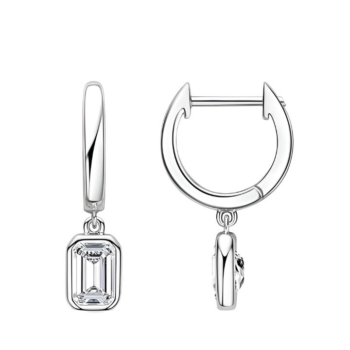 Moissanite Hoop Earrings with 0.8 Carat Emerald Cut