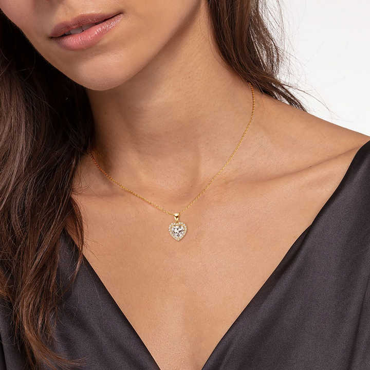 GRA Certified 2.0 Carat Heart-Shaped Moissanite Pendant Necklace