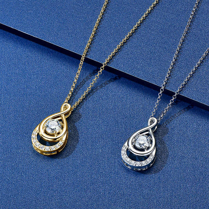 Moissanite Waterdrop Infinity Pendant Necklace – 1.0 Carat