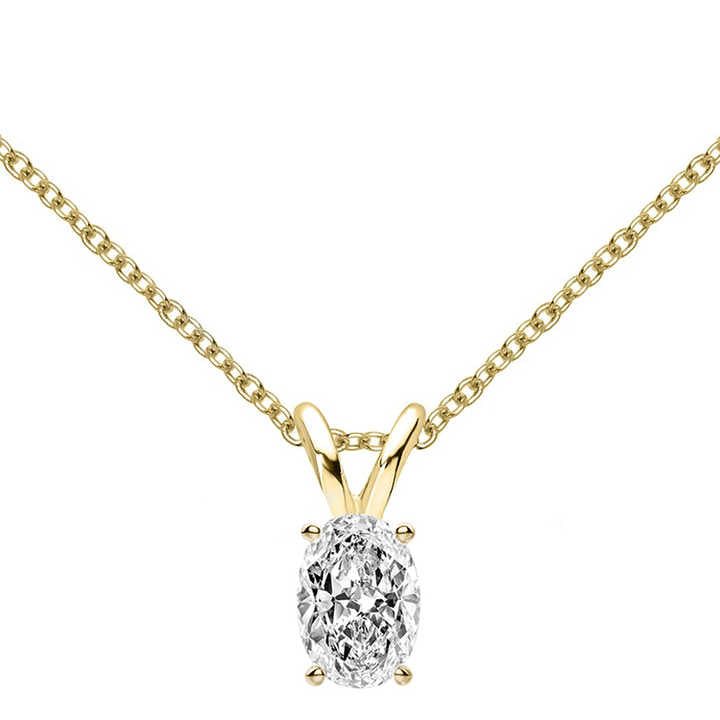 Moissanite Solitaire Pendant Necklace with 1ct Oval Cut