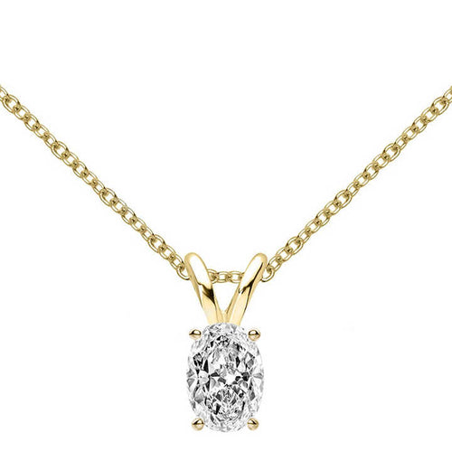 Moissanite Solitaire Pendant Necklace with 1ct Oval Cut