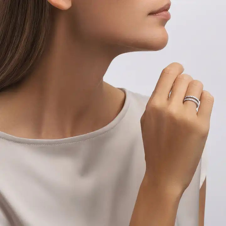 D Color VVS1 Vintage Moissanite Ring Double-Layer Band