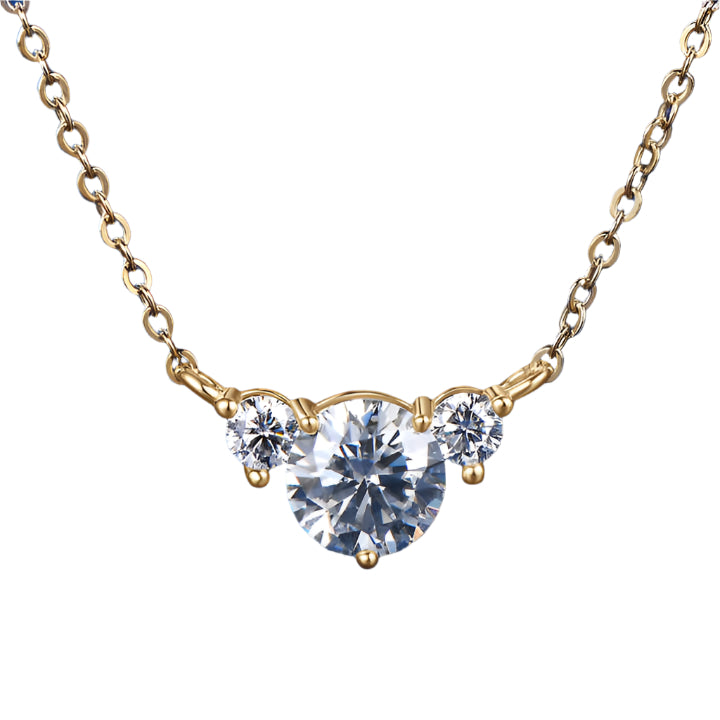 Moissanite 3-Stone Pendant Necklace with 1.0 Carat Round Brilliant-Cut Center Stone