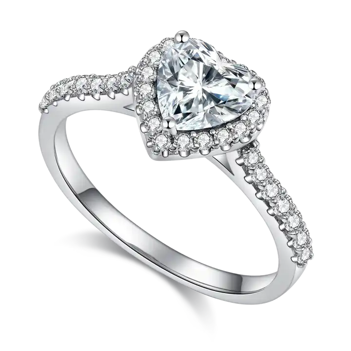 Heart-Shaped Moissanite Ring - 1 Carat 6.5mm Gemstone