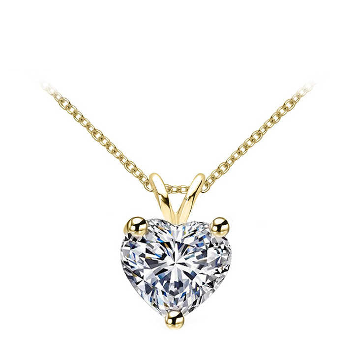 1CT Heart-Cut Moissanite Pendant Necklace – Gold or White Gold Plated