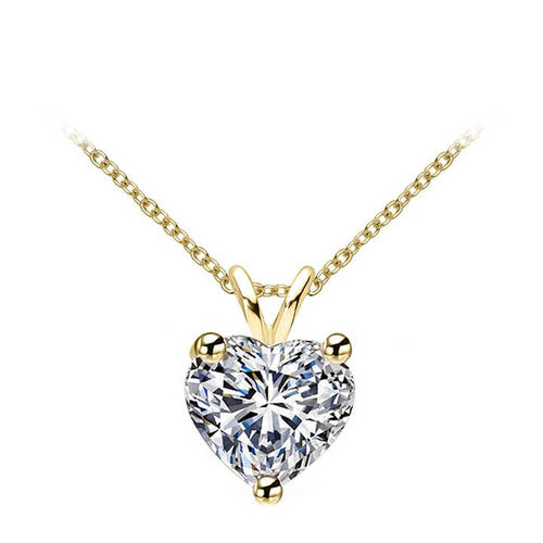 1CT Heart-Cut Moissanite Pendant Necklace – Gold or White Gold Plated