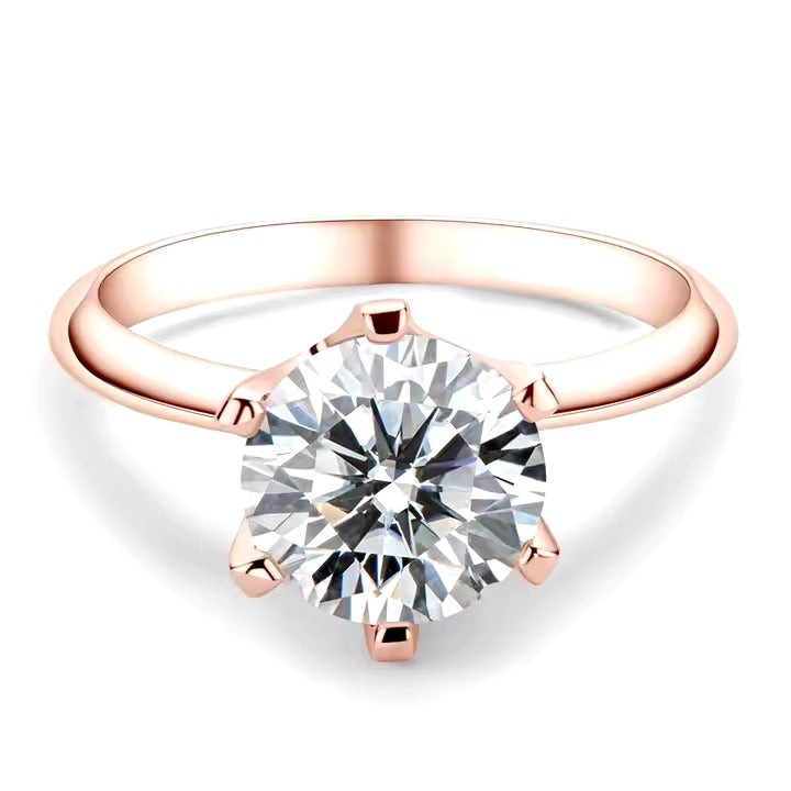 2 Carat Moissanite Engagement Ring - 8mm Six-Claw Setting
