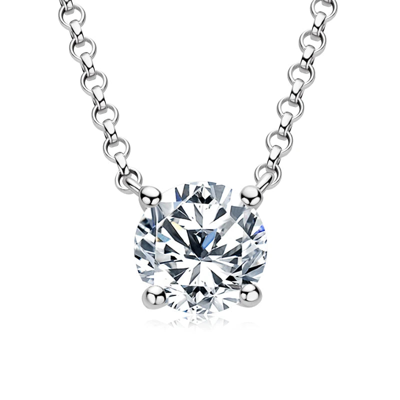 Solitaire Moissanite Pendant Necklace – 1CT, 2CT, or 3CT