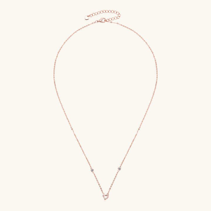 2mm D Color Moissanite Bezel Heart Pendant Necklace – Rose Gold