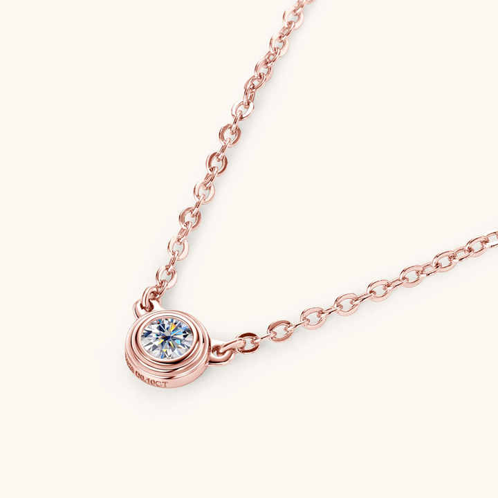 Classic Style Necklace with 3mm VVS1 Moissanite – Available in White, Yellow, and Rose Gold Plating
