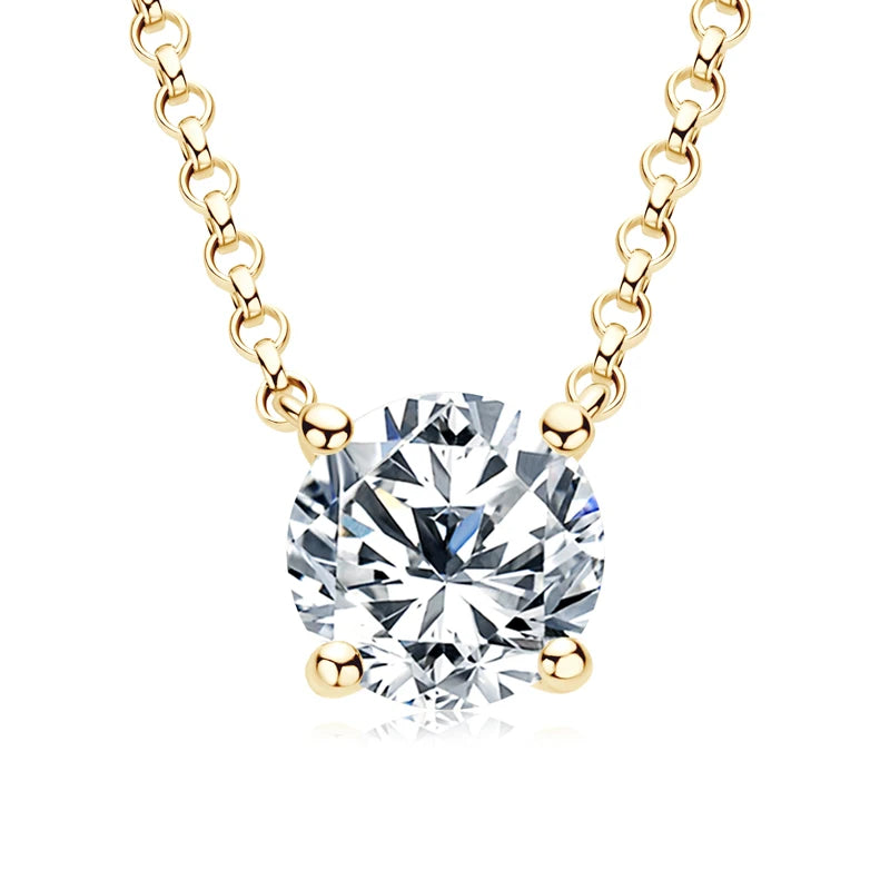 Solitaire Moissanite Pendant Necklace – 1CT, 2CT, or 3CT