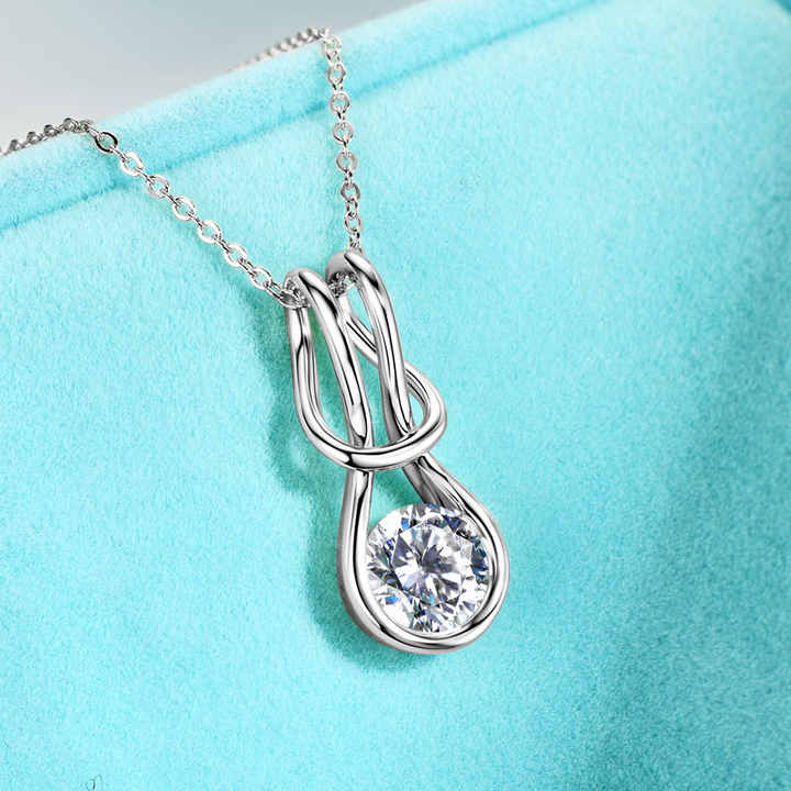 Moissanite Knot Pendant Necklace – 2.0 Carat Round Cut