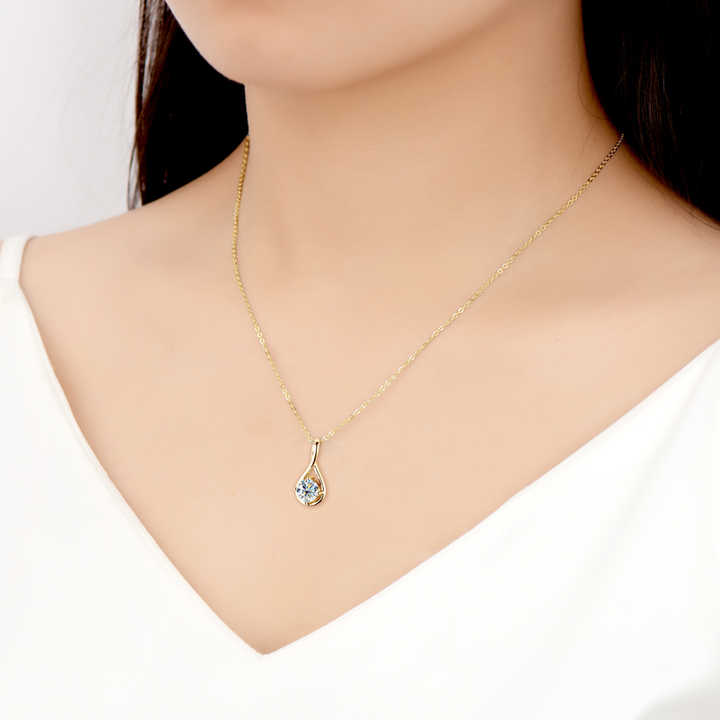 Moissanite Infinity Pendant Necklace with 2.0 Carat Round Brilliant Cut (8.0mm)