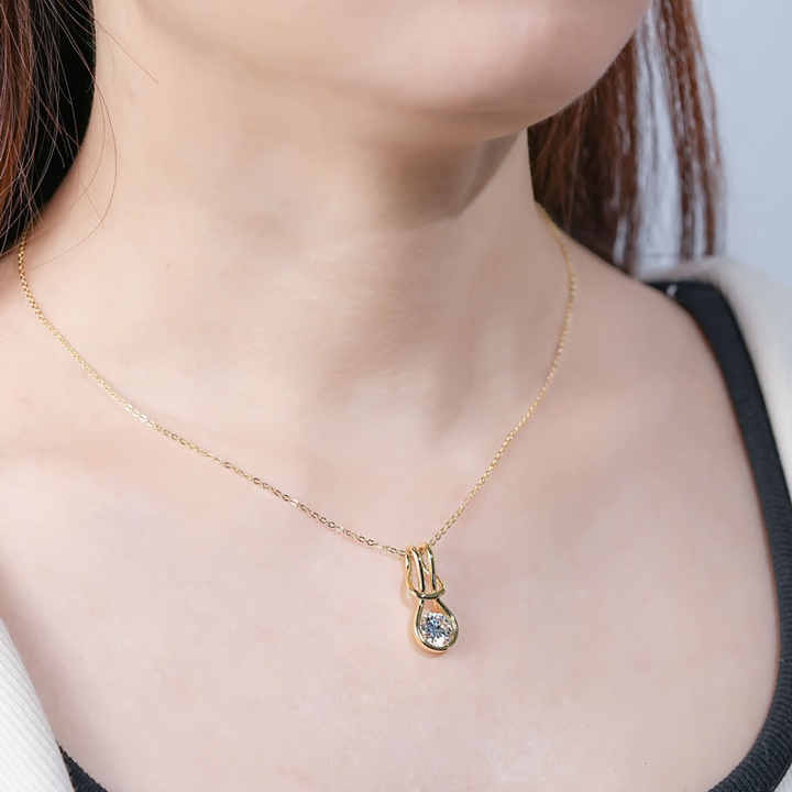 Moissanite Knot Pendant Necklace – 2.0 Carat Round Cut