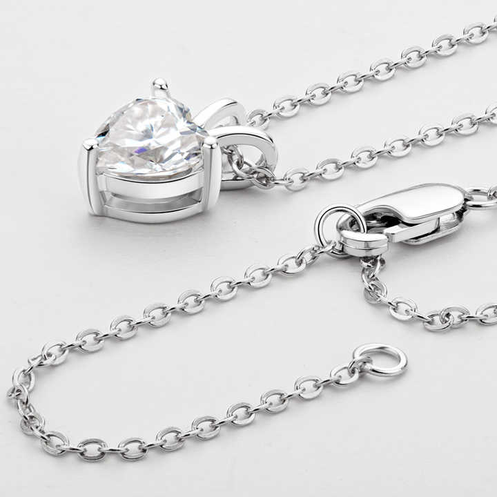 1CT Heart-Cut Moissanite Pendant Necklace – Gold or White Gold Plated
