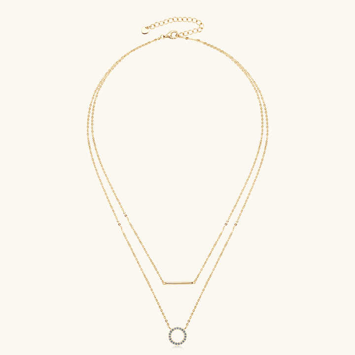 Double-Layer Moissanite Round Pendant Necklace – 1.5mm Round Cut