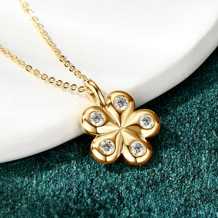 Petal Flower Moissanite Pendant Necklace – 0.50ct Round D Color VVS1