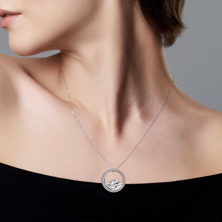 Moissanite D Color Certified Three-Stone Pendant Necklace