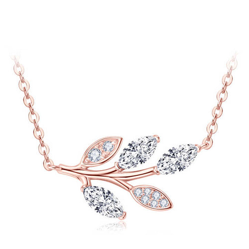 Moissanite Leaf Pendant Necklace with 0.90 Carat Marquise-Cut Lab-Grown Diamond