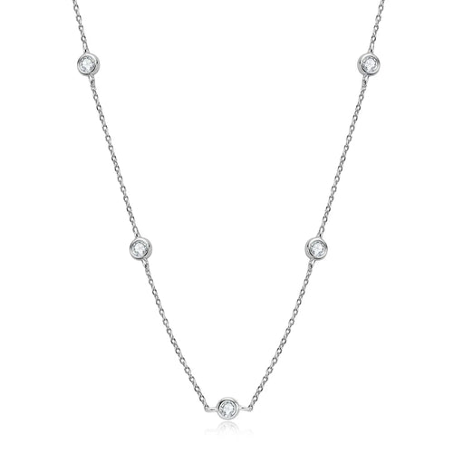 Elegant Moissanite Bezel Chain Tennis Necklace – 2.5mm Round Cut, 0.06ct