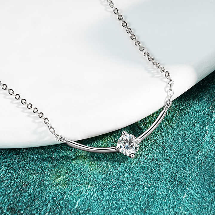 Delicate 14K Gold Plated Moissanite Pendant Necklace – 0.5 Carat