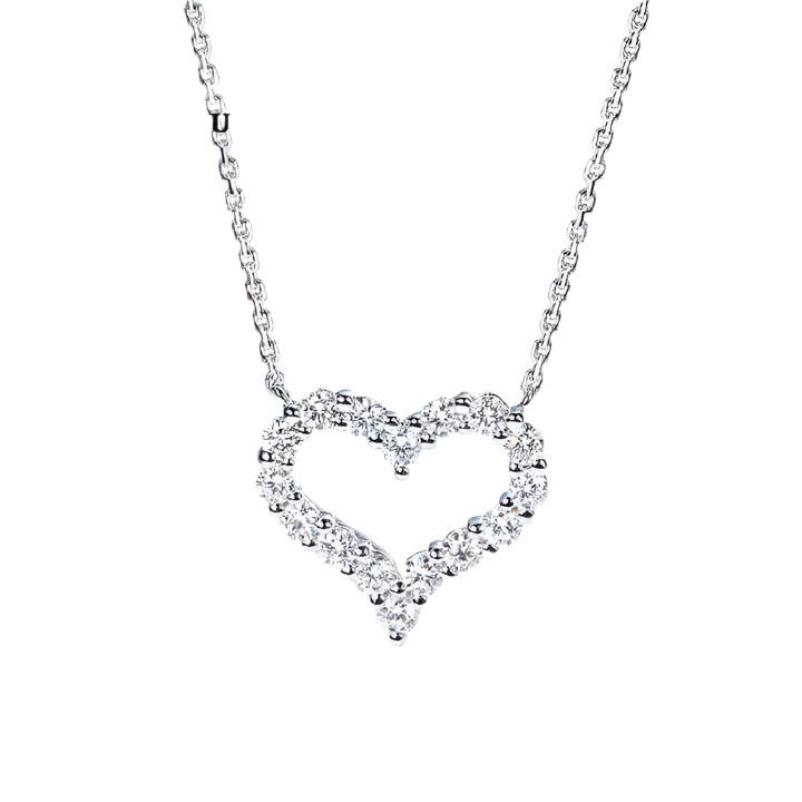 Moissanite Heart Pendant Necklace with 1.5mm Round Brilliant-Cut Stones