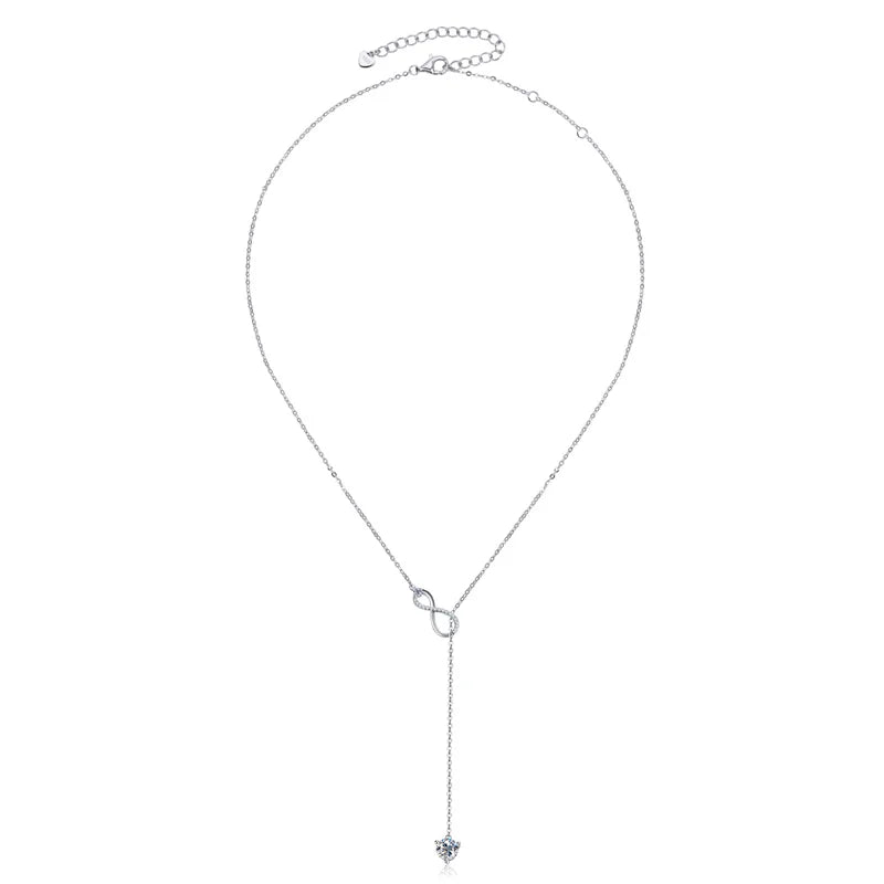 Y Lariat Moissanite Infinity Pendant Necklace – 1.26CTW Round Cut