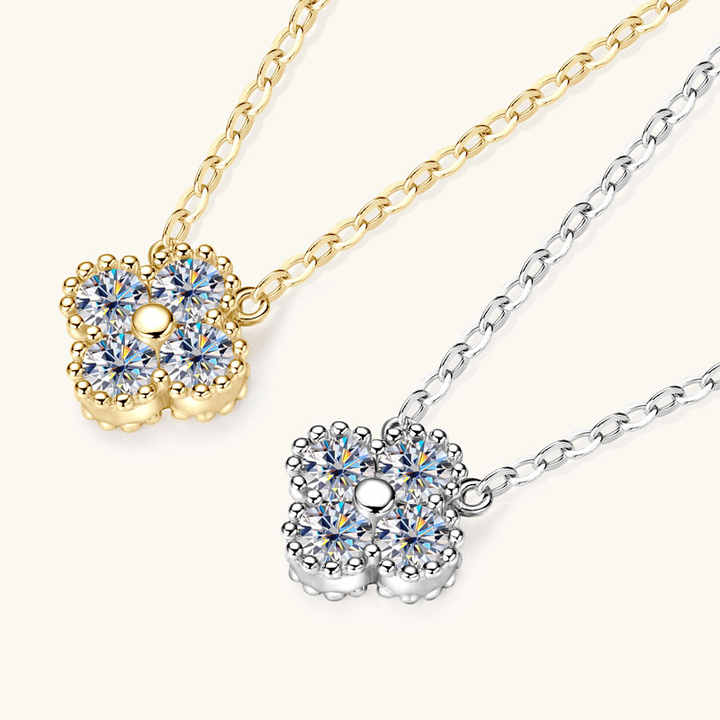 Four-Leaf Clover Moissanite Pendant Necklace – 0.10ct