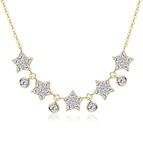 Star Moissanite Pendant Necklace – 3mm, 2.2mm, and 1.8mm Round Cut, D Color VVS1