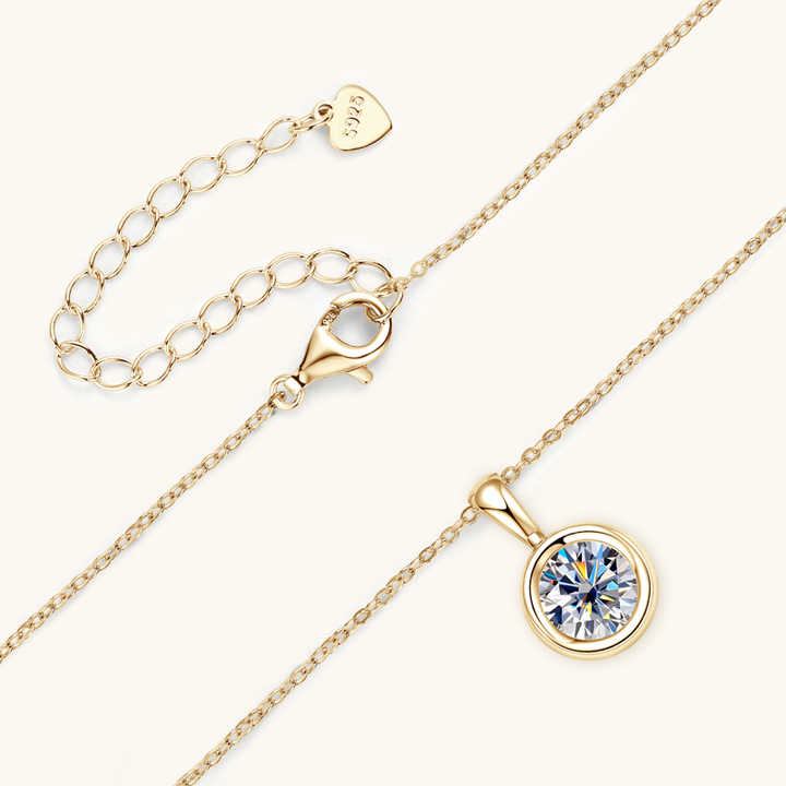 Moissanite Bubble Pendant Necklace with 2.0 Carat D Color Round Brilliant-Cut Stone