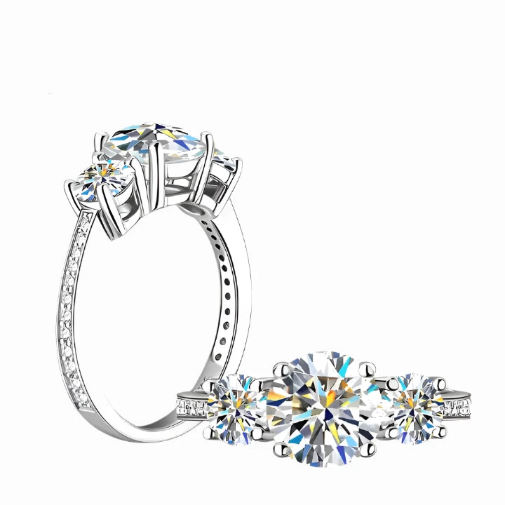 2 Carat Moissanite Three-Stone Ring - Elegant Design