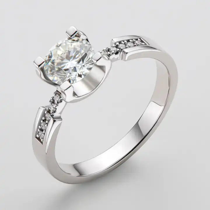 1 Carat Moissanite Engagement Ring - 6.5mm Solitaire