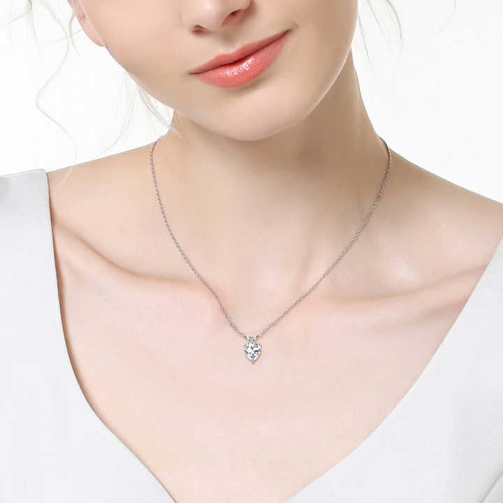 1CT Heart-Cut Moissanite Pendant Necklace – Gold or White Gold Plated