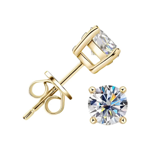 Moissanite Stud Round Brilliant Cut Earrings