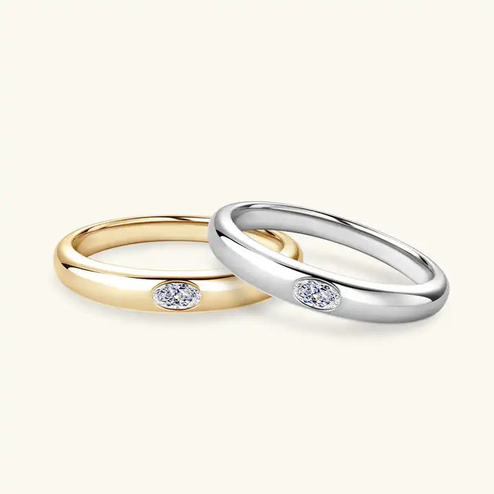 18K Gold Plated Oval Cut Moissanite Halo Engagement Ring