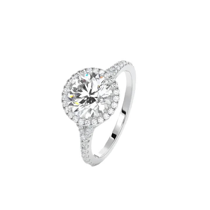 3 Carat Moissanite Flower Halo Wedding Ring - 9mm in