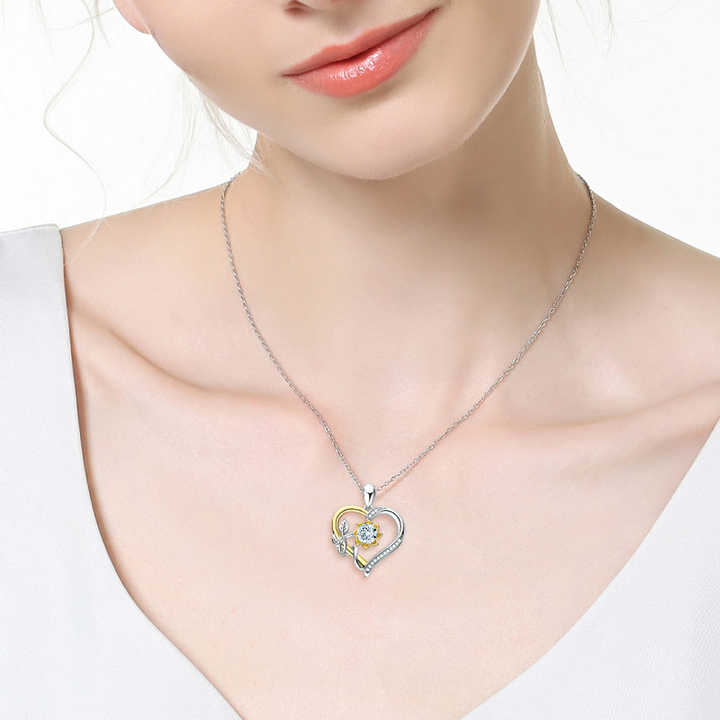 Moissanite Sunflower Heart Pendant Necklace