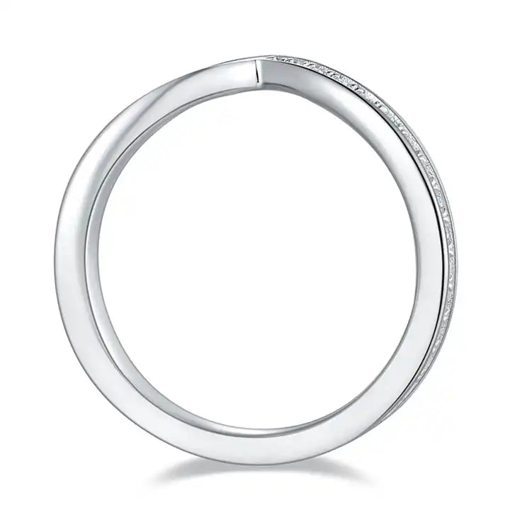 Classic V-Shaped Moissanite Tennis Ring - Sparkling Pavé Design