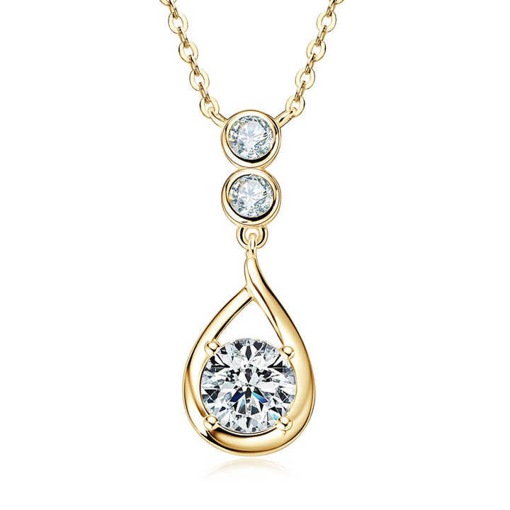 Moissanite Waterdrop Pendant Necklace – 6.5mm & 3mm D Color VVS