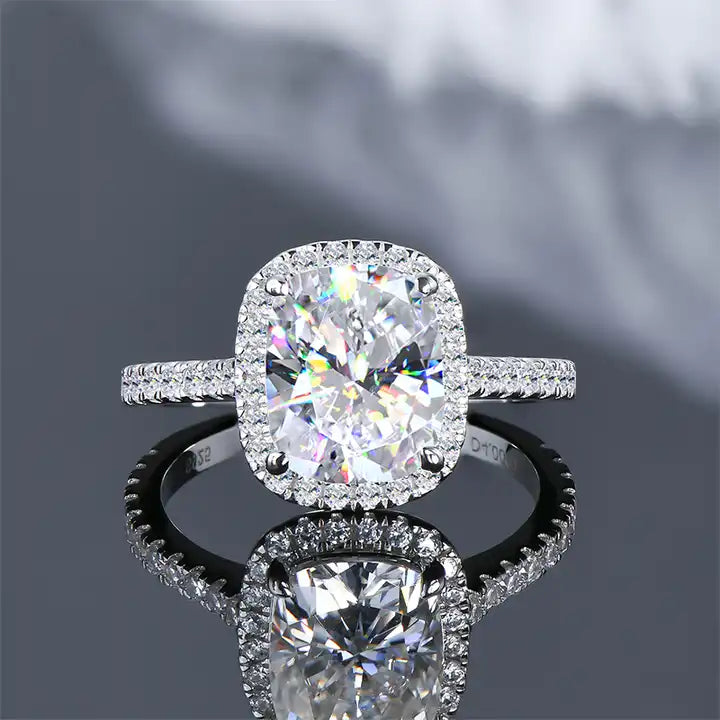 4.0 Carat Cushion-Cut Moissanite Engagement Ring