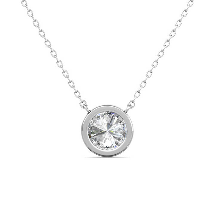 Moissanite Halo Pendant Necklace with 1.0 Carat D Color Round Brilliant-Cut Stone