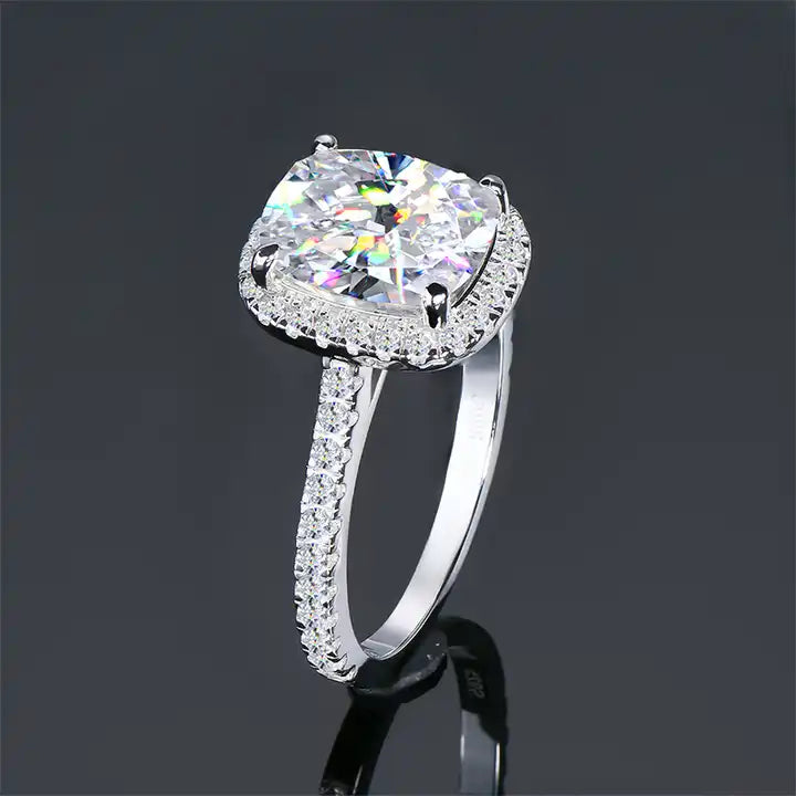 4.0 Carat Cushion-Cut Moissanite Engagement Ring