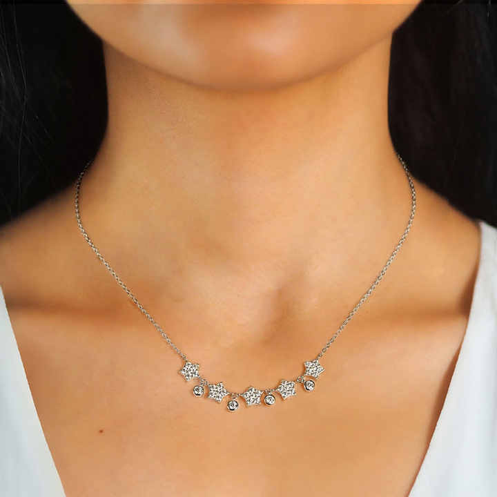 Star Moissanite Pendant Necklace – 3mm, 2.2mm, and 1.8mm Round Cut, D Color VVS1