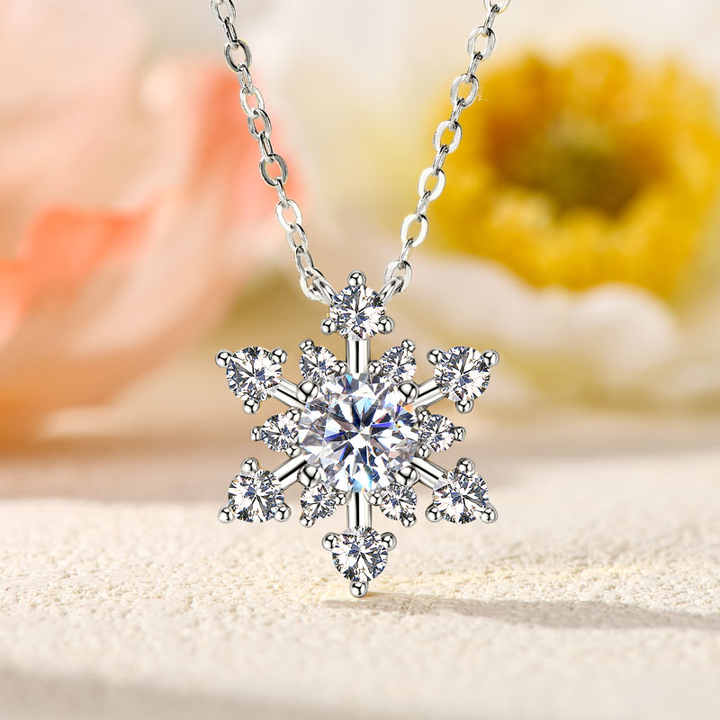Snowflake Moissanite Pendant Necklace – 14K Gold Plated